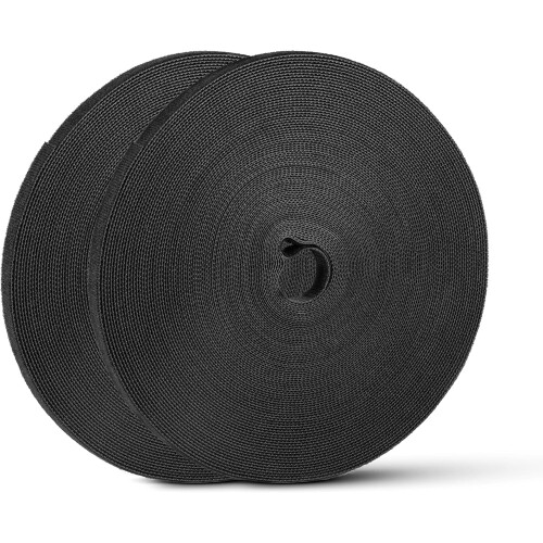 Kabelbinders met klittenbandsluiting, 1,25 cm breed, 54 meter, zwart
