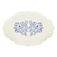 White Oval Silicone Placemat 28x30cm Vintage Floral