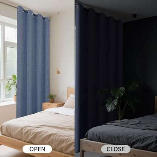 Faux Linen Blackout Thermal Curtains 2 Panels 52x96 in 1