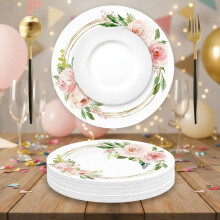 Pink Floral Disposable Placemats 13.7" Round 50 Pack