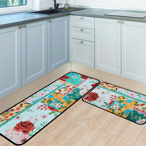 Teal Kitchen Rug Set 17x30 & 17x47 in