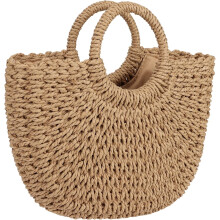 Sac cabas de plage en paille pour femme, grand sac à main d'été tressé