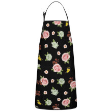 Floral Cotton Linen Apron with Pockets 33x27 Inch