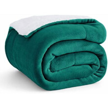 Sherpa Fleece Throw Blanket 50 x 60 in Forest Green