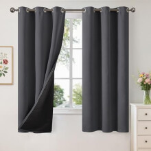 Blackout Thermal Curtains with Grommets, White, 2 Panels,