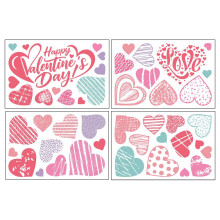 Adesivo murale elettrostatico a forma di cuore in PVC rosa, 60x40 cm