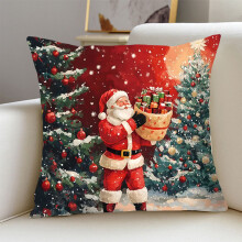 Christmas Printed Pillow Cover, Red – Standard Size,