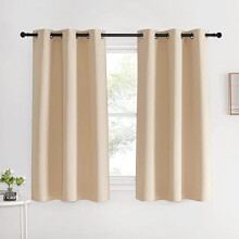 Beige Blackout Curtain Panels 34" x 60" with Silver