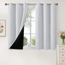 100% Blackout Thermal Curtains, 42x40", Greyish White, 2 Panels, Grommet Top, Heat-Blocking Liner, Compatible with Standard Rods