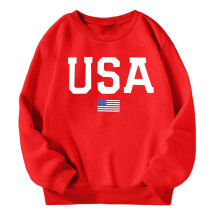 Kapuzenpullover in Wassermelonenrot für Kinder (7-8 Jahre), mit amerikanischem Flaggenmuster, lässiger Herbst-/Winterpullover, geeignet für Schule