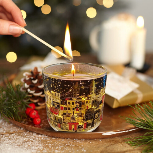 Christmas Scented Candle in Glass Jar with Light Sensor