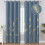Stone Blue Blackout Curtains 52x96 inch Gold Palm Pattern 2 1