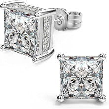 ZLC18K White Gold Plated Sterling Silver Princess Cut CZ