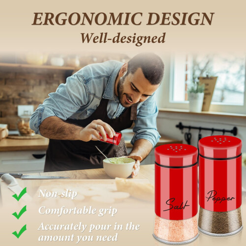 Conjunto de saleiro e pimenteiro com base de vidro, 11,2 cm, 1,4 L