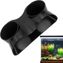 Grotta per pesci d'acquario in plastica nera curva con doppio foro