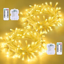 33ft Battery LED String Lights, White, 100 LEDs, IP44,