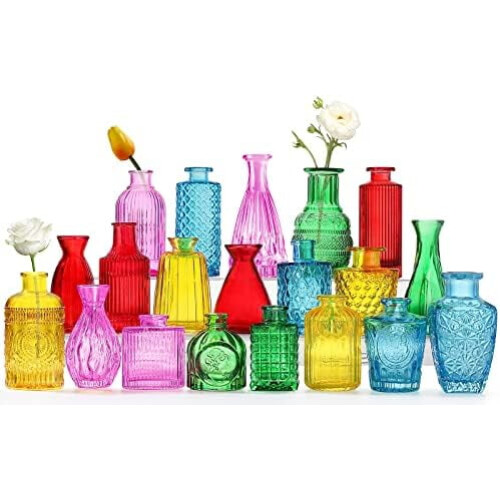 Bunte Mini-Glasvasen im Vintage-Stil, 20 Stück