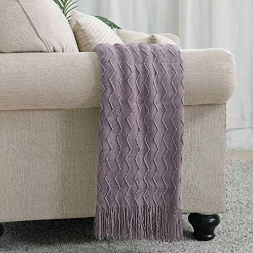 Dark Lavender Acrylic Throw Blanket 50 x 90 in