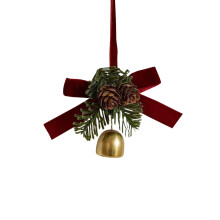 Red Velvet Christmas Bow with Metal Bells