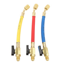 Refrigerant Charging Hose Set 1/2" Brass Color Coded for HVAC AC Cooling