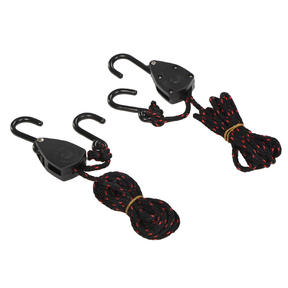 2 Pcs Pulley Ratchets Kayak And Canoe Boat Bow And Stern Rope Lock Tie Down Strap 1/4 Inch Heavy Duty Adjustable Rope Hanger 136Kg Weight Capacity 9165521550708