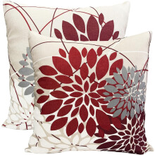 Conjunto de 2 capas de almofada de linho com bolinhas pretas, 45x45 cm (18x18 polegadas)