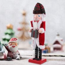OUNONA Weihnachts-Nussknacker-Dekoration, Weihnachtsmann-Holzfigur für festliche Heimdekoration, Rot, 31,75 cm