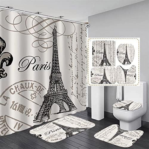Paris Eiffel Tower Shower Curtain Set 4-Piece