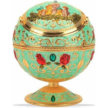 Aschenbecher aus Zinklegierung mit Deckel, Vintage-Rosen-Design, 10,7 x