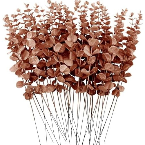 36 Pcs Artificial Eucalyptus Stems, 15 Inch, Dark Brown