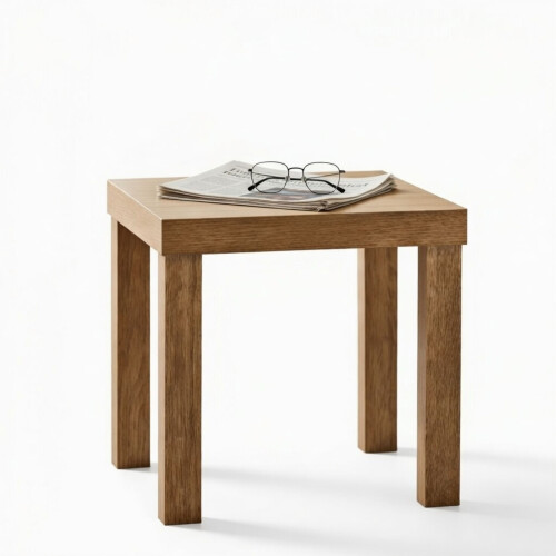 Square Oak Side Table Small Coffee Table Bedside End Table Living Room 35cm