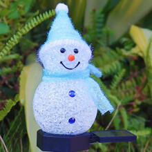 Guirlande lumineuse solaire LED bleue bonhomme de neige de Noël, étanche, pour extérieur.