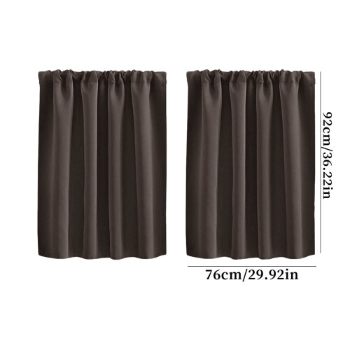 Cortinas curtas marrons com isolamento térmico e bloqueio de luz (2 painéis). 2