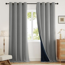 Blackout Grommet Linen Curtains 52x84in Burgundy 2 Panels