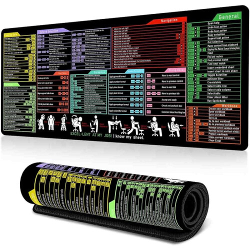 Excel Cheat Sheet musemåtte, tastaturmåtter til skrivebord, Excel musemåtte til kontor og hjem (MP-29)