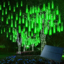 Solar-Lichterkette mit Meteoritenschauer-Effekt, 50 cm, 10 LED-Röhren, fallende Regentropfen und Eiszapfen, dekorative Lichterkette für Dekorationen