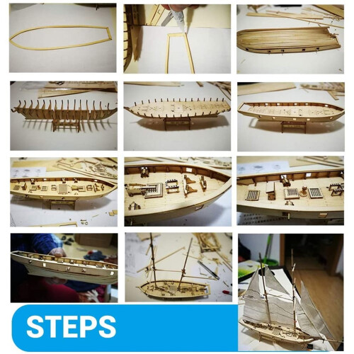 DIY Μοντέλο1: Ξύλινα ιστιοφόρα 100Scale Ξύλινα κιτ σκαφών Διακόσμηση σκαφών Δώρο για 1