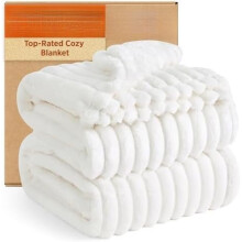 GentleSoft Full Size Blanket for Bed - Cozy Soft Blankets for Women, Cute Large Fleece Throws for Girls, Off White, 84x90 Inches