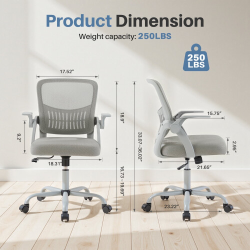 Chaise de bureau ergonomique EDX grise 250 lbs 2
