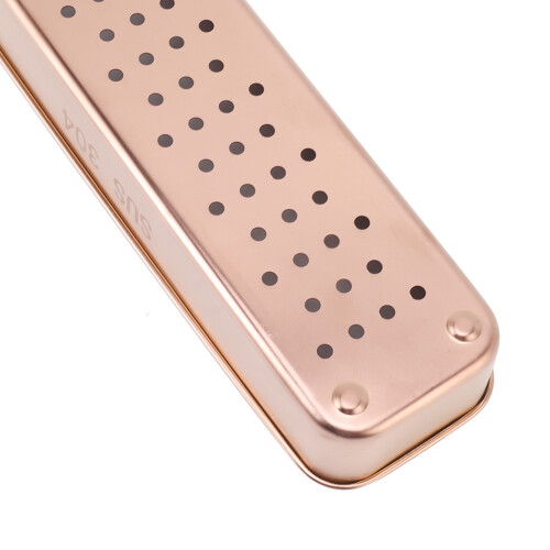 Edelstahl Besteckkasten 304 mit Deckel Roségold 2