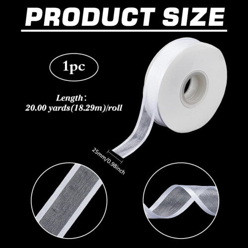 Weißes Polyester-Drahtband, 1 Zoll x 20 Yards 1