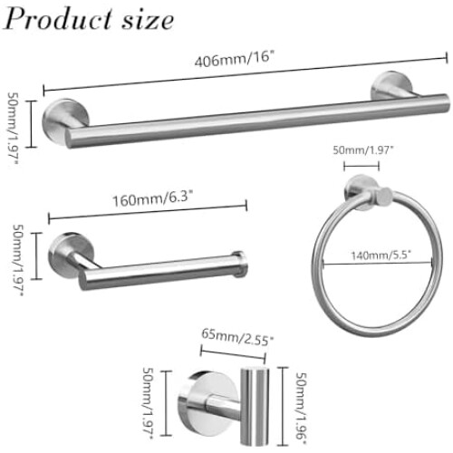 5-Piece Matte Black Bathroom Accessories Set, Stainless 1