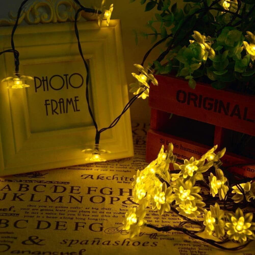 Φωτιστικά Sloar Flower String, LED Lotus Fairy Lights Αδιάβροχα Χριστουγεννιάτικα Φώτα Λουλουδιών 2