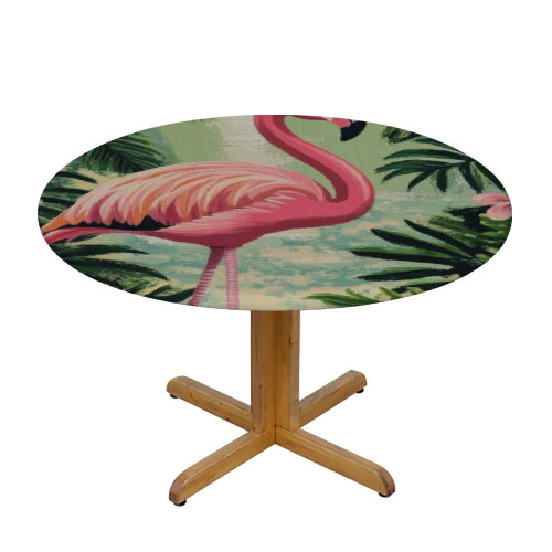 Flamingo & Palm Round Tablecloth, Polyester, 42-46 in 2