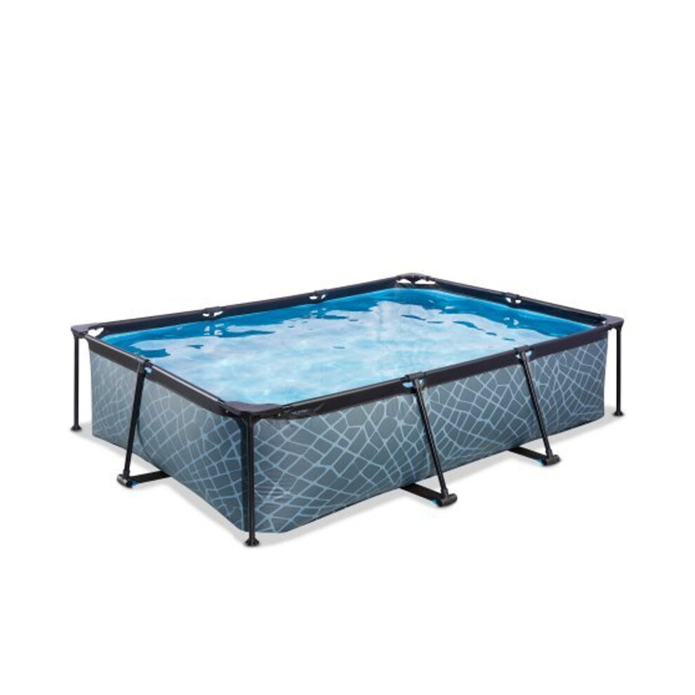 Exit Toys Exit Stone Pool 10Ft X 6.6Ft X 25.6In With Filter Pump – Grey
