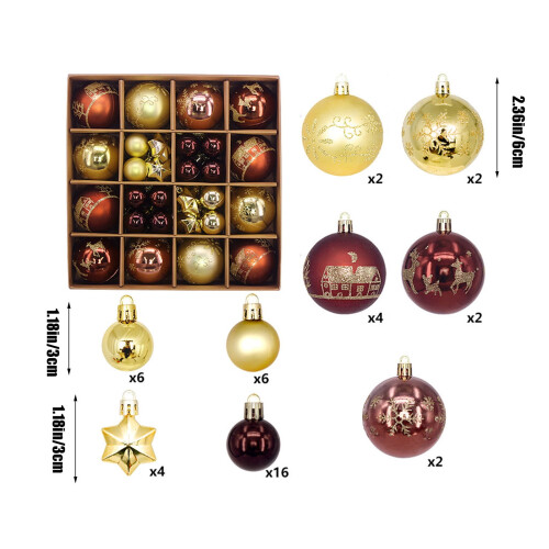 Shatterproof Christmas Ball Ornaments Set 44pcs Yellow 2