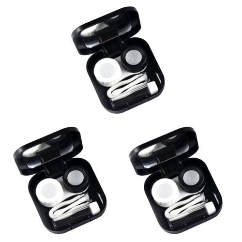 3Stk Schwarze Linsenbox Kunststoff Robustes Reiseetui 1