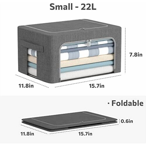 3-Pack Linen Foldable Storage Bins 22L Each 2