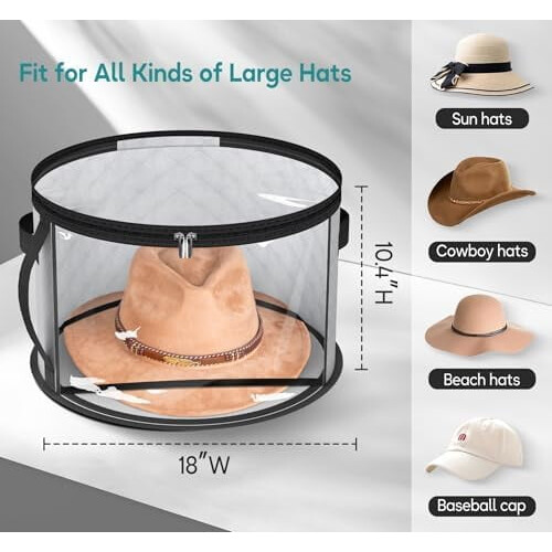 Saco transparente para guardar chapéus de cowboy e de aba larga. 1