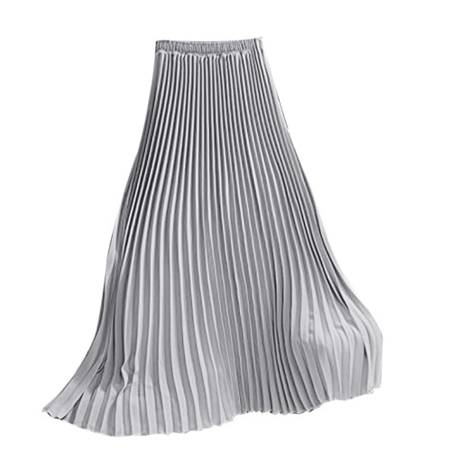 Eleganter, einfarbiger, plissierter Midi-Maxirock mit elastischem Bund für Damen 2